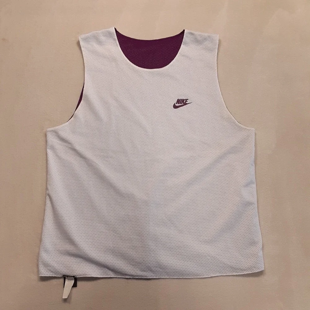 Nike Vintage Mens Reversible Swoosh Jersey Tank Top XL Purple/White Mesh 2002